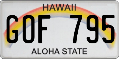 HI license plate GOF795