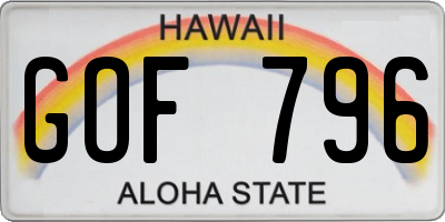 HI license plate GOF796