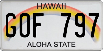 HI license plate GOF797