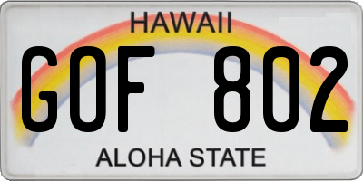 HI license plate GOF802