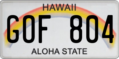 HI license plate GOF804