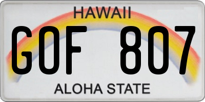 HI license plate GOF807