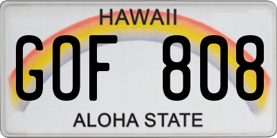 HI license plate GOF808