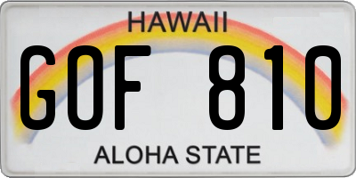 HI license plate GOF810