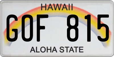 HI license plate GOF815