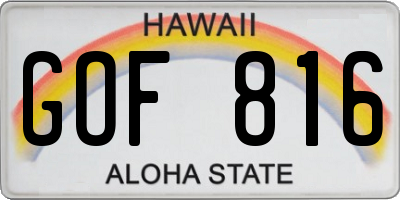 HI license plate GOF816
