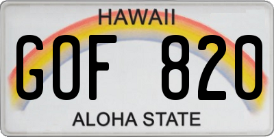 HI license plate GOF820