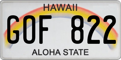 HI license plate GOF822