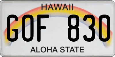 HI license plate GOF830