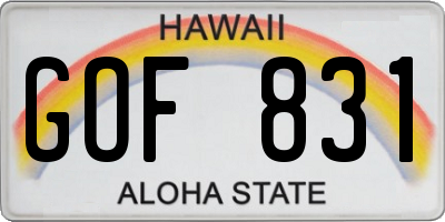 HI license plate GOF831
