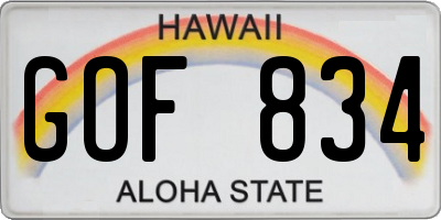 HI license plate GOF834