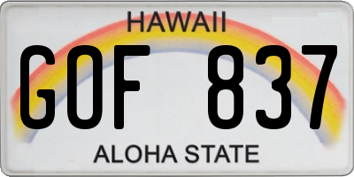 HI license plate GOF837