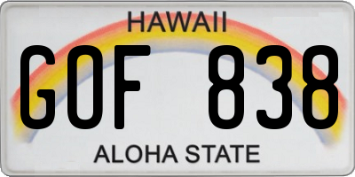 HI license plate GOF838