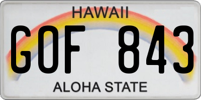 HI license plate GOF843