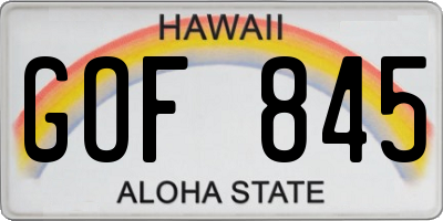 HI license plate GOF845