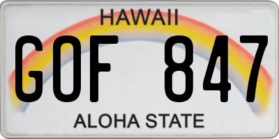 HI license plate GOF847