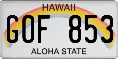 HI license plate GOF853