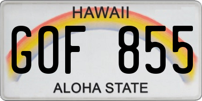 HI license plate GOF855