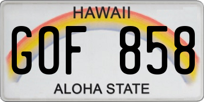 HI license plate GOF858