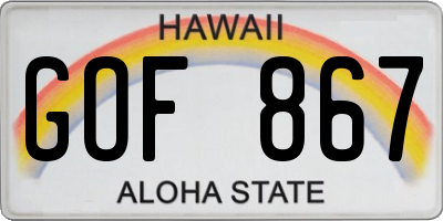 HI license plate GOF867