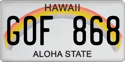 HI license plate GOF868
