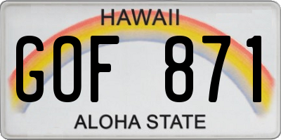 HI license plate GOF871