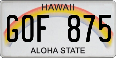 HI license plate GOF875