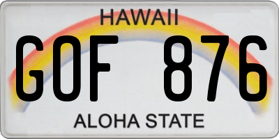 HI license plate GOF876