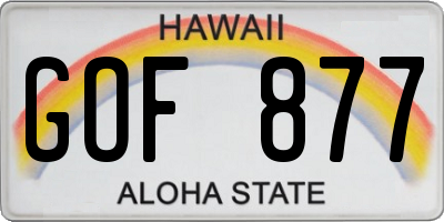 HI license plate GOF877