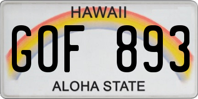HI license plate GOF893