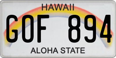 HI license plate GOF894