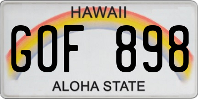 HI license plate GOF898