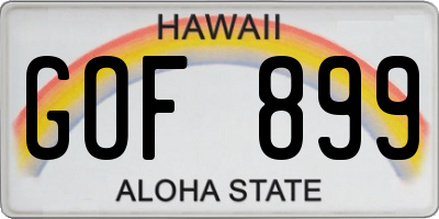 HI license plate GOF899