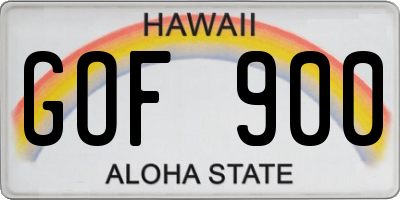 HI license plate GOF900
