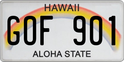 HI license plate GOF901