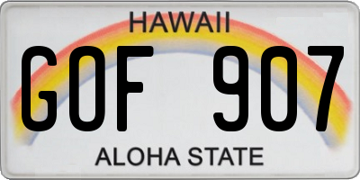 HI license plate GOF907