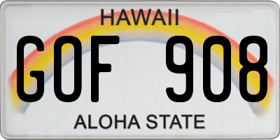 HI license plate GOF908