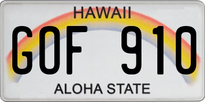 HI license plate GOF910