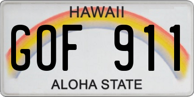 HI license plate GOF911