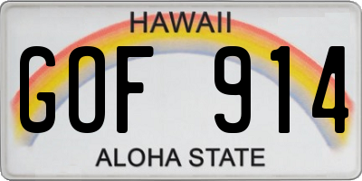 HI license plate GOF914