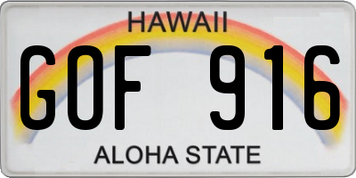 HI license plate GOF916