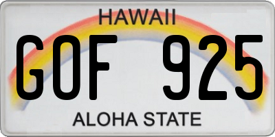HI license plate GOF925