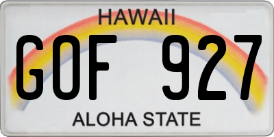HI license plate GOF927