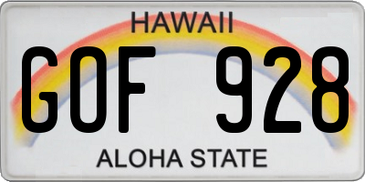 HI license plate GOF928