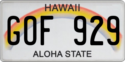 HI license plate GOF929