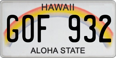 HI license plate GOF932