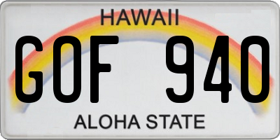 HI license plate GOF940