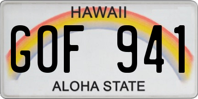 HI license plate GOF941