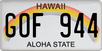 HI license plate GOF944