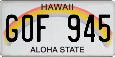 HI license plate GOF945
